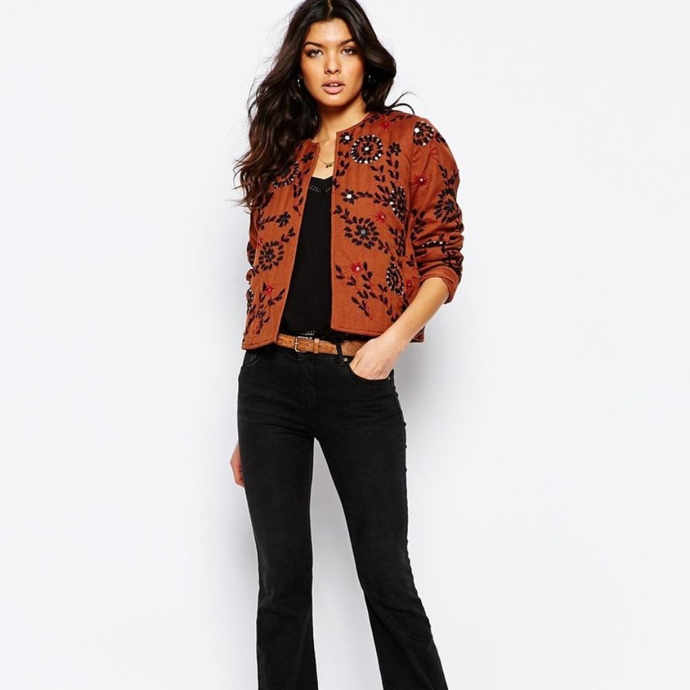 Mango Brown Embroidered Jacket - image 3